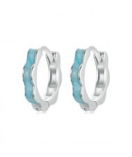 Silver Jewelry Blue Lace Deisgn Wholesale Women 925 Sterling Silver Earrings