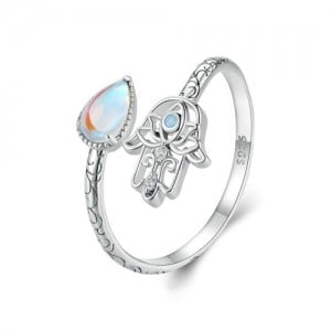 Fine Jewelry Lucky Hand Design Drop Stone Open-end Wholesale Women 925 Sterling Silver Ring