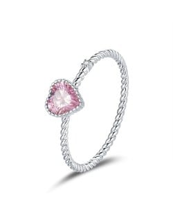 Fine Jewelry Romantic Pink Peach Heart Open-end Design Wholesale Women 925 Sterling Silver Ring