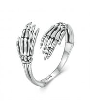 Fine Jewelry Skull Hands Open-end Design Wholesale Women 925 Sterling Silver Ring