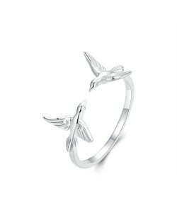 Fine Jewelry Simple Flying Birds Design Wholesale Women 925 Sterling Silver Ring