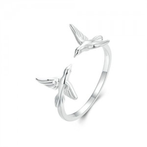 Fine Jewelry Simple Flying Birds Design Wholesale Women 925 Sterling Silver Ring