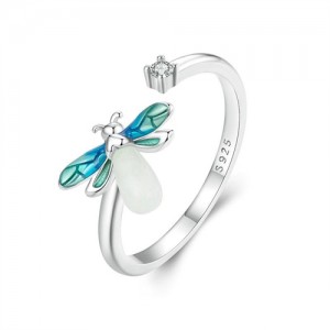 Fine Jewelry Blue Firefly Glow Open-end Design Wholesale Women 925 Sterling Silver Ring