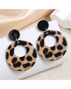 Leopard Prints Hoop Design Women Wholesale Stud Earrings