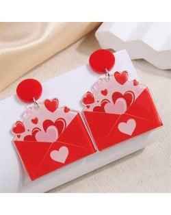 Hearts Envelope Design Valentine's Day Fashion Women Wholesale Stud Earrings