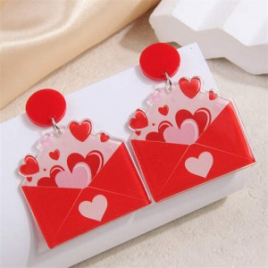 Hearts Envelope Design Valentine's Day Fashion Women Wholesale Stud Earrings