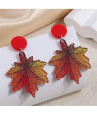 Maple Leaves Design U.S. High Fashion Women Wholesale Stud Earrings