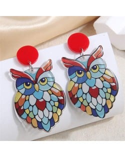 Colorful Night Owl Design U.S. High Fashion Women Wholesale Stud Earrings