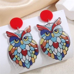 Colorful Night Owl Design U.S. High Fashion Women Wholesale Stud Earrings