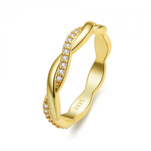 Fine Jewelry Simple Cord Design Wholesale Women 925 Sterling Silver Ring - Golden