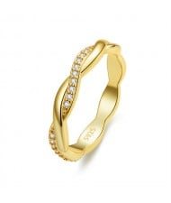 Fine Jewelry Simple Cord Design Wholesale Women 925 Sterling Silver Ring - Golden