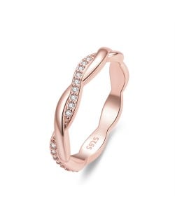 Fine Jewelry Simple Cord Design Wholesale Women 925 Sterling Silver Ring - Rose Gold