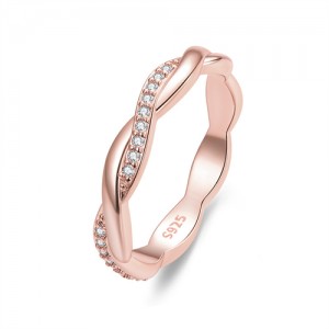 Fine Jewelry Simple Cord Design Wholesale Women 925 Sterling Silver Ring - Rose Gold