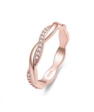 Fine Jewelry Simple Cord Design Wholesale Women 925 Sterling Silver Ring - Rose Gold