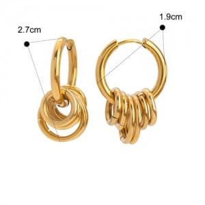Small Circles Pendant Hoop Design Fashion Jewelry Women Stainless Steel Wholesale Earrings