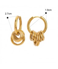 Small Circles Pendant Hoop Design Fashion Jewelry Women Stainless Steel Wholesale Earrings