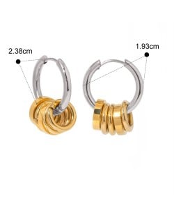 Two-tone Hoop Design Fashion Jewelry Women Stainless Steel Wholesale Earrings