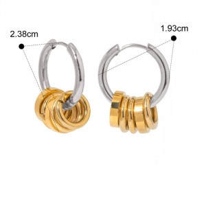 Two-tone Hoop Design Fashion Jewelry Women Stainless Steel Wholesale Earrings