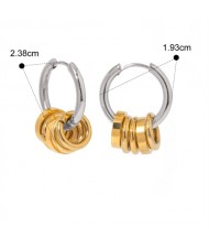 Two-tone Hoop Design Fashion Jewelry Women Stainless Steel Wholesale Earrings