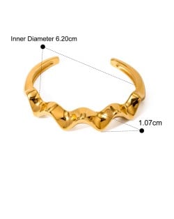 High Quality Titanium Steel Wholesale Jewelry Women Wave Open-end Stainless Steel Bangle