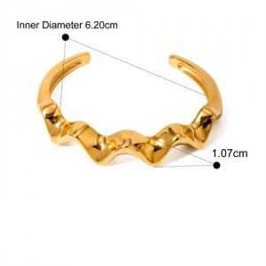 High Quality Titanium Steel Wholesale Jewelry Women Wave Open-end Stainless Steel Bangle