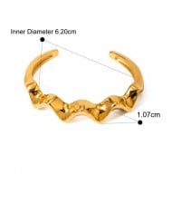 High Quality Titanium Steel Wholesale Jewelry Women Wave Open-end Stainless Steel Bangle
