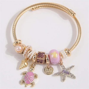 Conch Turtle and Starfish Fashion Lucky Charm Beads Wholesale Bracelet/ Bangle - Violet