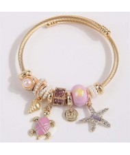 Conch Turtle and Starfish Fashion Lucky Charm Beads Wholesale Bracelet/ Bangle - Violet
