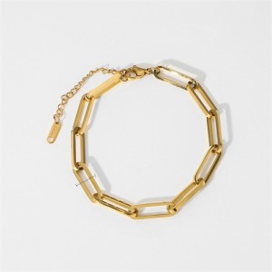 Hollow-out Thick Chain Design High Quality Wholesale Jewelry Fashion Women Stainless Steel Bracelet