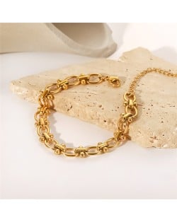 O Shape Chain with Round Dot Decorated Wholesale Jewelry Fashion Women Stainless Steel Bracelet