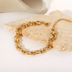 O Shape Chain with Round Dot Decorated Wholesale Jewelry Fashion Women Stainless Steel Bracelet