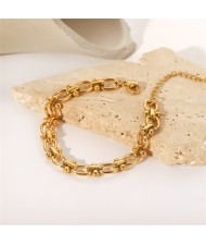 O Shape Chain with Round Dot Decorated Wholesale Jewelry Fashion Women Stainless Steel Bracelet