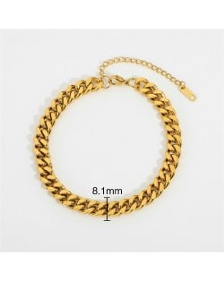 Simple Golden Thick Chain Design Wholesale Jewelry Fashion Women Stainless Steel Bracelet