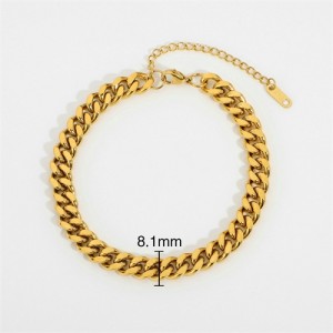 Simple Golden Thick Chain Design Wholesale Jewelry Fashion Women Stainless Steel Bracelet