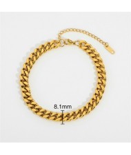 Simple Golden Thick Chain Design Wholesale Jewelry Fashion Women Stainless Steel Bracelet