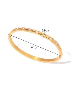 Business Style Wholesale Jewelry Fashion Women Rhinestone Decor Stainless Steel Bangle