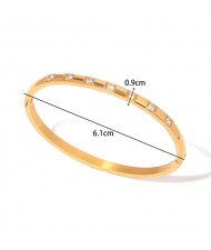 Business Style Wholesale Jewelry Fashion Women Rhinestone Decor Stainless Steel Bangle