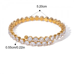 Glaring Full Rhinestone Round Design Wholesale Jewelry Fashion Women Stainless Steel Bangle