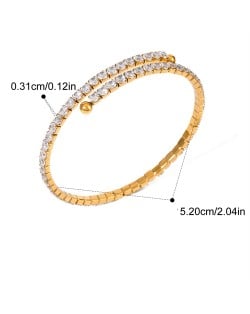 Single Row Full Rhinestone Design Wholesale Jewelry Fashion Women Stainless Steel Bangle