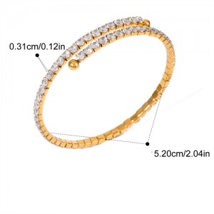 Single Row Full Rhinestone Design Wholesale Jewelry Fashion Women Stainless Steel Bangle