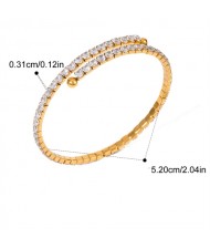 Single Row Full Rhinestone Design Wholesale Jewelry Fashion Women Stainless Steel Bangle