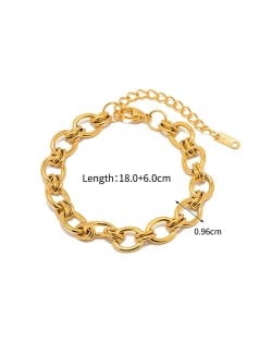 Hollow-out Golden Chain Simple Design Wholesale Jewelry Fashion Women Stainless Steel Bracelet