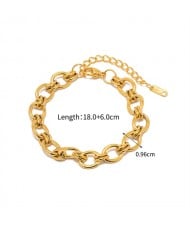 Hollow-out Golden Chain Simple Design Wholesale Jewelry Fashion Women Stainless Steel Bracelet