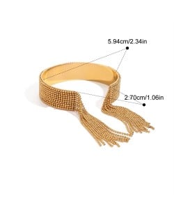Bead Chain Tassel Unique Design Wholesale Jewelry Fashion Women Stainless Steel Bangle - Golden