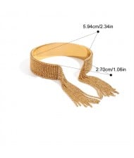 Bead Chain Tassel Unique Design Wholesale Jewelry Fashion Women Stainless Steel Bangle - Golden