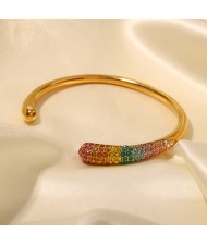 Drop Shape Open-end Design Wholesale Jewelry Fashion Women Stainless Steel Bangle - Colorful