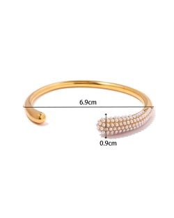Drop Shape Open-end Design Wholesale Jewelry Fashion Women Stainless Steel Bangle - Pearl