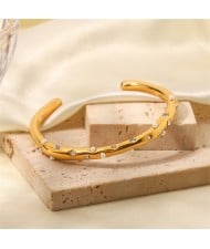 Rhinestone Pearl Decor Open-end Style Wholesale Jewelry Fashion Women Stainless Steel Bangle