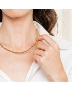 Minimalist Style Golden Chain Wholesale Fashion Women  Stainless Steel Steel Wholesale Necklace