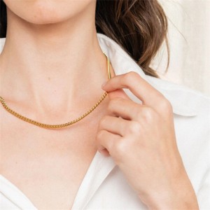 Minimalist Style Golden Chain Wholesale Fashion Women  Stainless Steel Steel Wholesale Necklace